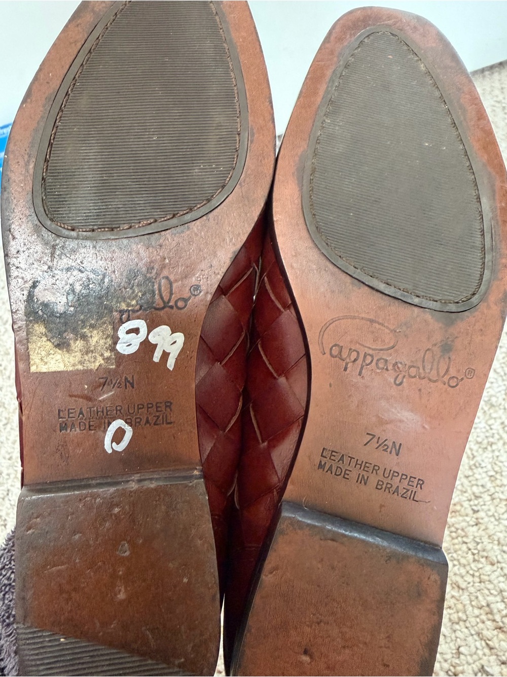 Pappagallo Woven Leather Penny Loafers in Chestnut Brown size 7.5 - Picture 5 of 6